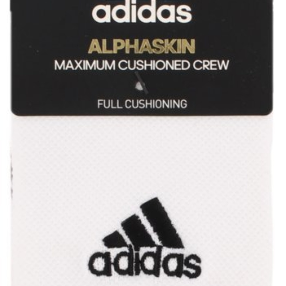 TWO Pairs White Adidas Max Cushioned Crew Socks